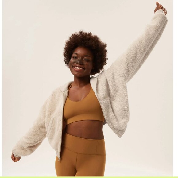 Girlfriend Collective Recycled Bomber in Cream - Picture 4 of 5